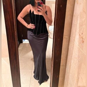 ASOS DESIGN Velvet Corset Satin Gown